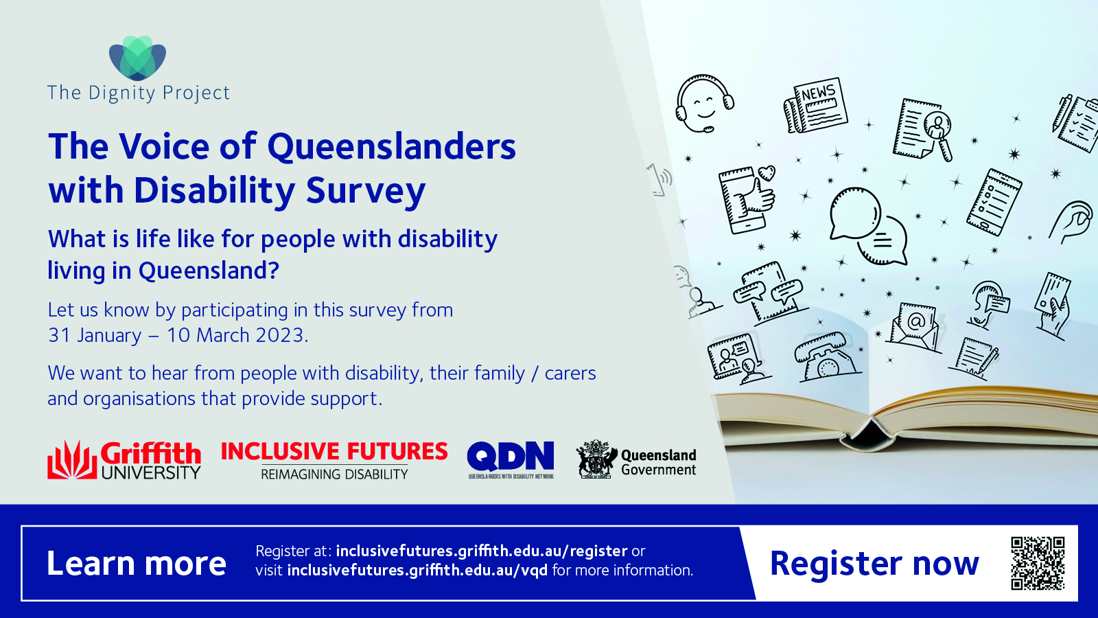 A flyer about the voice of queenslander disability survey
